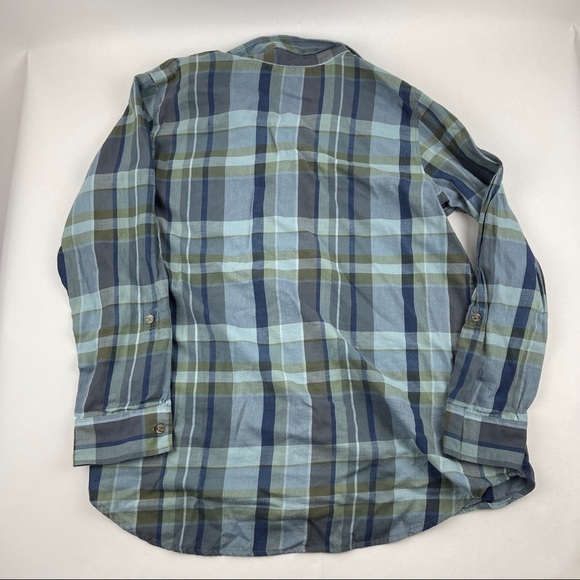 Christopher & Banks Button Up Shirt Womens Large Blue Plaid Long Sleeve - Picture 7 of 8